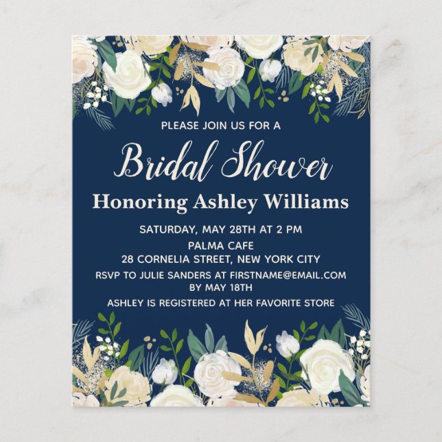 Papier Budget Marine Rose de verdure Invitation de la dou (Devant)