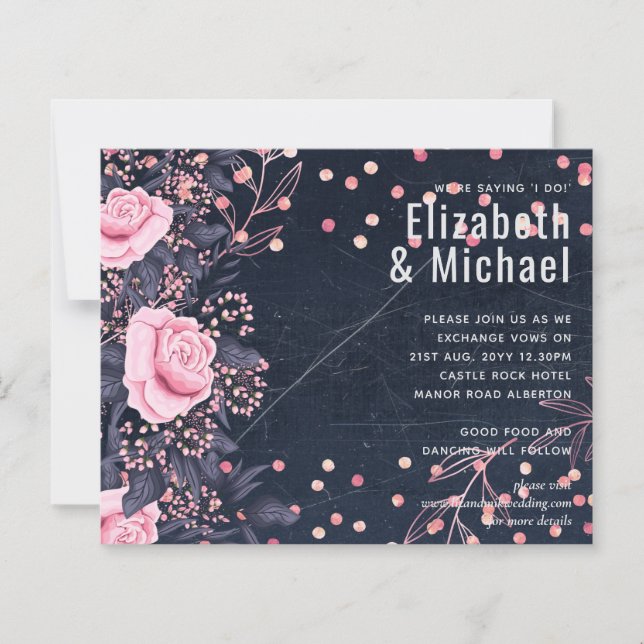 Papier BUDGET Marine rose Rosegold Mariage Floral (Devant)