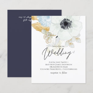 Papier BUDGET Marine White Gold Floral Wedding Invitation