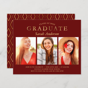 Papier Budget Maroon Gold 3 - Invitations de diplôme phot