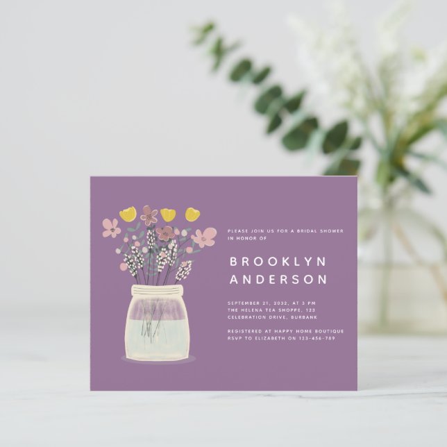 Papier BUDGET Mason Jar Invitation de la nuptiale de douc (Debout devant)
