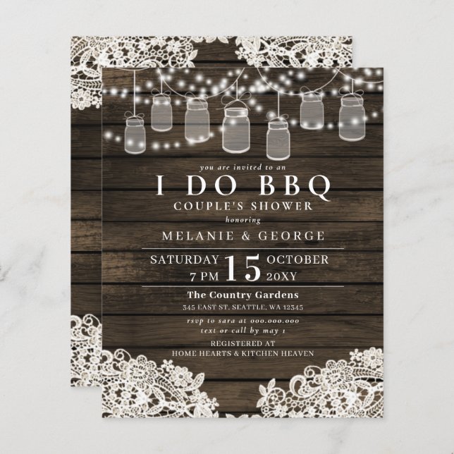 Papier Budget mason jars BBQ Couples Douche Invitation (Devant / Derrière)
