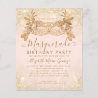 Budget Masquerade Blush Parties scintillant or ros
