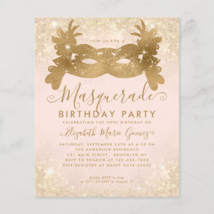 Papier Budget Masquerade Blush Parties scintillant or ros