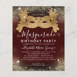 Papier Budget Masquerade Bourgogne Parties scintillant or