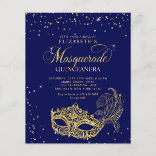 Papier BUDGET Masquerade Quinceañera Photo Bleu Or