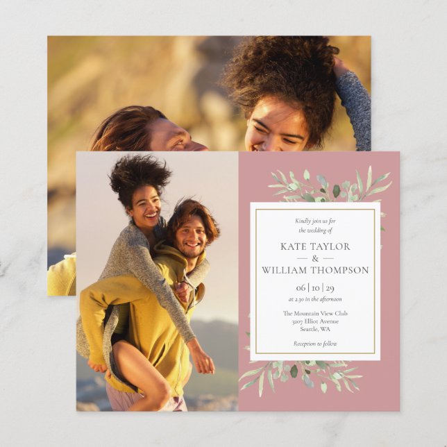 Papier Budget Mauve Faire-part de mariage de photos (Devant / Derrière)
