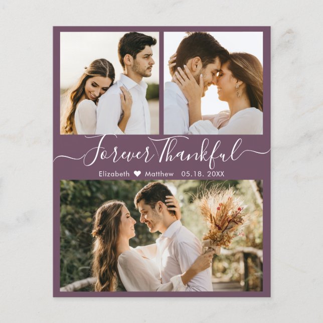 Papier Budget Mauve Photo Collage Mariage Merci Circulair (Devant)