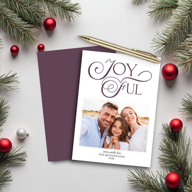 Papier Budget Mauve Purple Joyeux Photo de Noël (Créateur téléchargé)