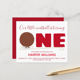 Papier Budget Meatball One 1st Baby First Birthday Invita