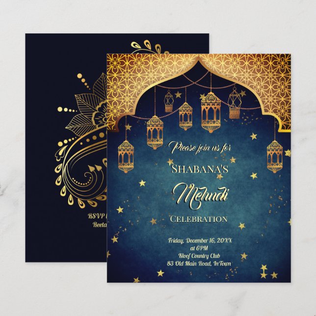Papier Budget Mehndi Arabian invitation de design marocai (Devant / Derrière)