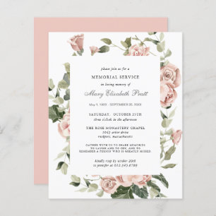 Papier Budget Memorial Service Pink Floral Invitation
