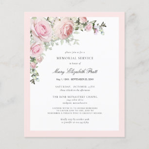 Papier Budget Memorial Service Pink Floral Invitation