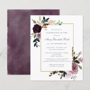 Papier Budget Memorial Service Purple Floral Invitation