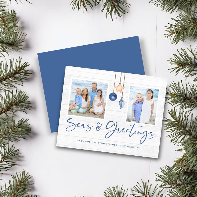 Papier Budget Mer et salutations Bois côtier Noël (Budget Seas and Greetings Coastal Wood Christmas Card)