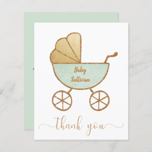 Papier Budget Merci Baby shower Monnaie Green Carriage