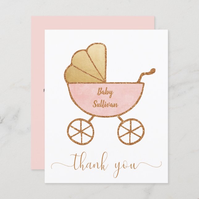 Papier Budget Merci bébé fille douche (Devant / Derrière)