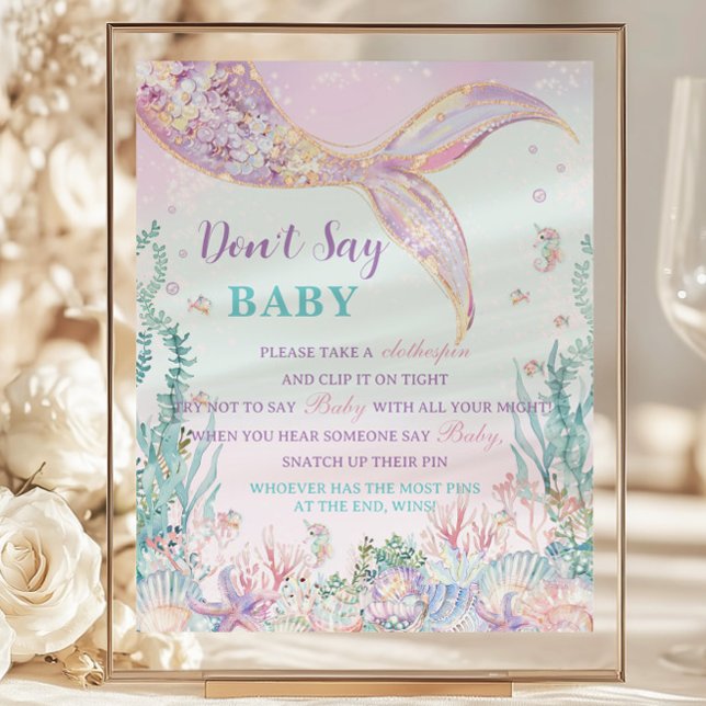 Papier Budget Mermaid Baby shower Ne pas dire Baby Fun Je (Créateur téléchargé)
