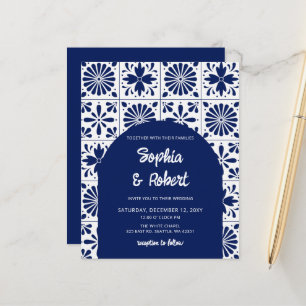 Papier Budget Mexicain Mariage carreaux Talavera bleu