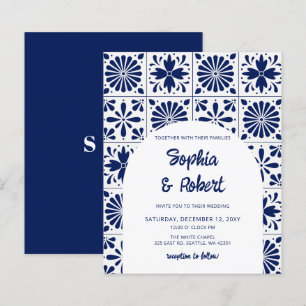 Papier Budget Mexicain Mariage carreaux Talavera bleu