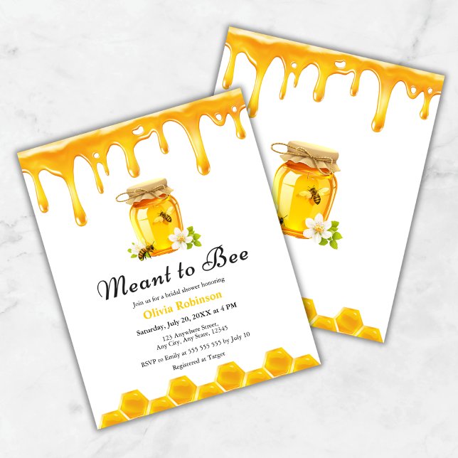 Papier Budget Miel signifiant Fête des mariées d'abeille  (Budget Yellow Honey Meant to Bee Bridal Shower Invitation   )