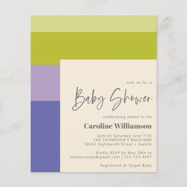 Papier Budget mignon Purple Green Stripe Baby shower mode (Devant)