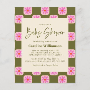 Papier Budget mignon Vérifier Floral Vert Baby shower ros