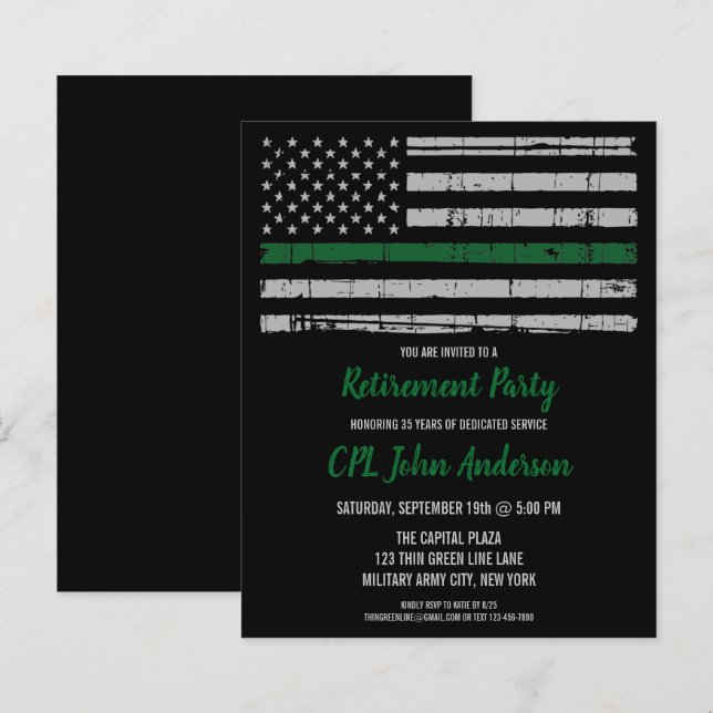 Papier Budget Militaire Retraite Invitation Mince Ligne v (Devant / Derrière)
