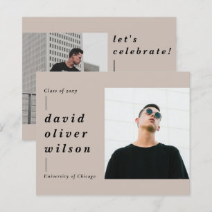 Papier Budget Minimaliste 2 Photo Graduation Invitation