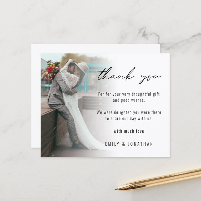 Papier Budget Minimaliste Ajoutez votre Merci Mariage pho (Devant/Arrière en situation)