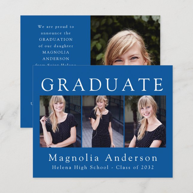 Papier BUDGET Minimaliste Diplômé quatrième Faire-part ph (Devant / Derrière)