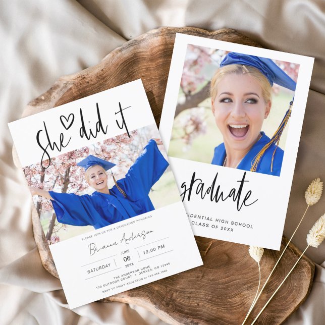 Papier Budget Minimaliste Elle L'A Fait Graduation Party (Créateur téléchargé)