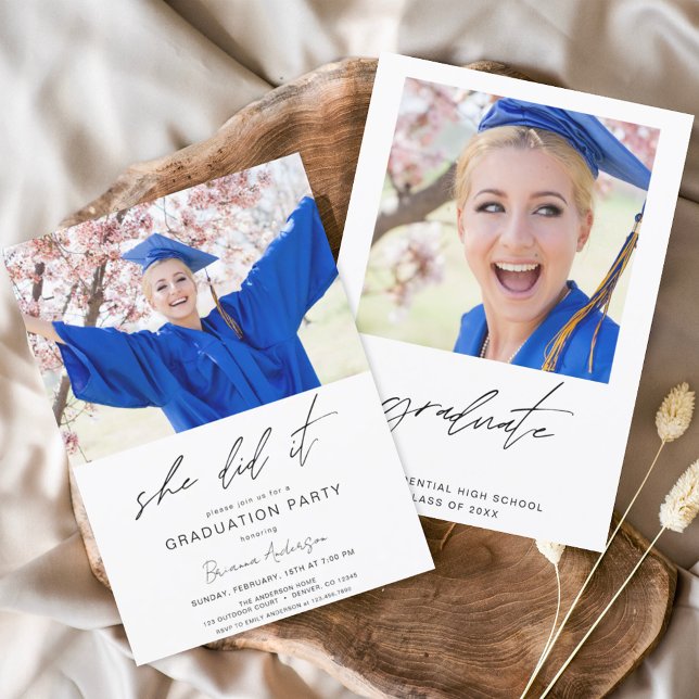 Papier Budget Minimaliste Elle L'A Fait Graduation Party (Créateur téléchargé)