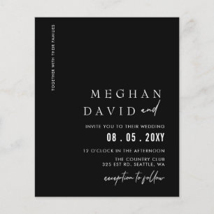 Papier Budget minimaliste Faire-part de mariage noir mode