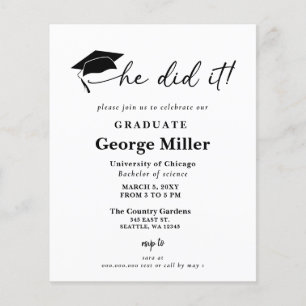 Papier Budget Minimaliste il l'a fait Graduation Invitati