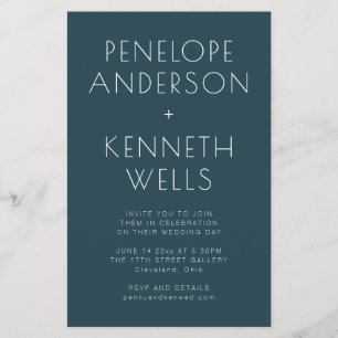 Papier Budget Minimaliste Moderne Noir Turquoise Mariage 