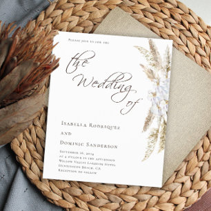 Papier Budget Minimaliste Pampas Grass Faire-part de mari