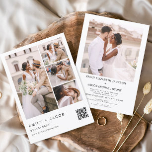 Papier Budget Minimaliste Photo Code QR Mariage blanc