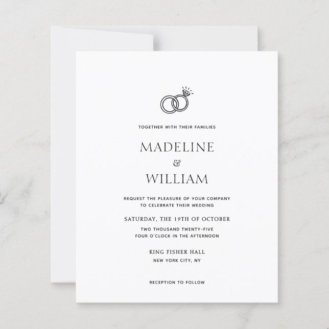 Papier BUDGET Minimaliste simple Mariage des anneaux à ma (Devant)