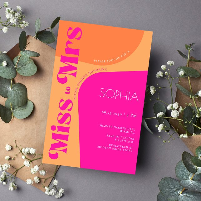 Papier Budget Mlle à Mme hot rose moderne douche nuptiale (Créateur téléchargé)