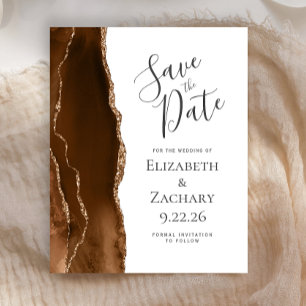 Papier Budget Mocha Marron Or Agate Enregistrez la Date