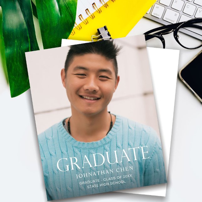 Papier Budget Mod Photo Graduation Party Vertical (Créateur téléchargé)