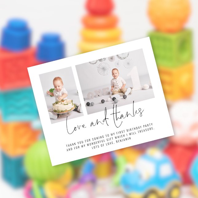 Papier Budget Modern 2 Script photo 1er anniversaire Merc (Value PAPER alternative)
