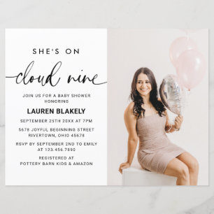 Papier Budget Modern Photo Cloud 9 Baby shower Invitation
