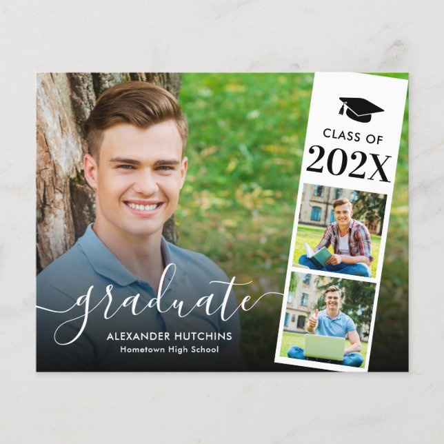 Papier Budget Modern Photo Collage Faire-part des diplômé (Devant)