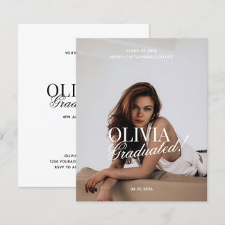 Papier BUDGET Modern Photo Typography Script Grad Party