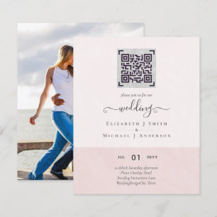 Papier BUDGET Modern PHOTO Wedding INVITE QR CODE RSVP