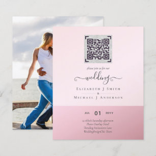 Papier BUDGET Modern PHOTO Wedding INVITE QR CODE RSVP