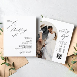 Papier BUDGET Modern Script Arch Photo QR Code Mariage