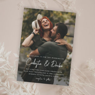 Papier Budget Modern Script Faire-part de mariage photo
